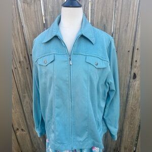 Alfred Dunner women's plus size full zip blue jacket size 18